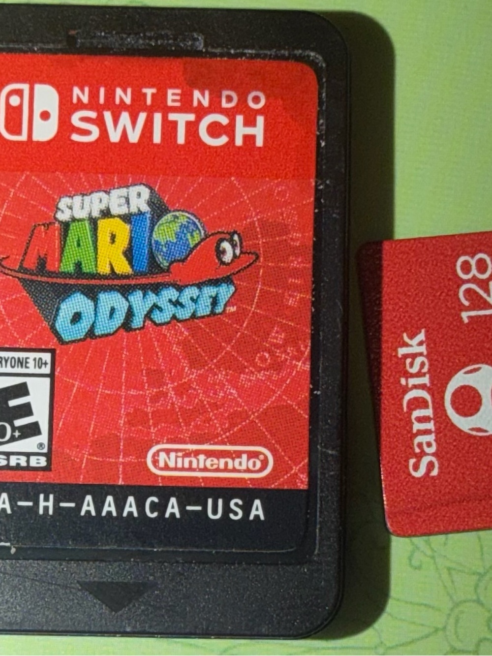 bp Red Nintendo Switch Game Card with Super Mario Odyssey Label
